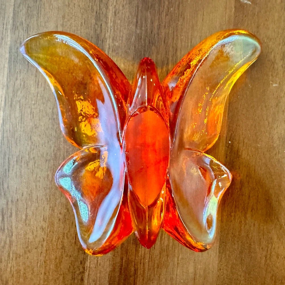 Vintage Lucite Orange Butterfly Sculpture - Picture 8 of 8